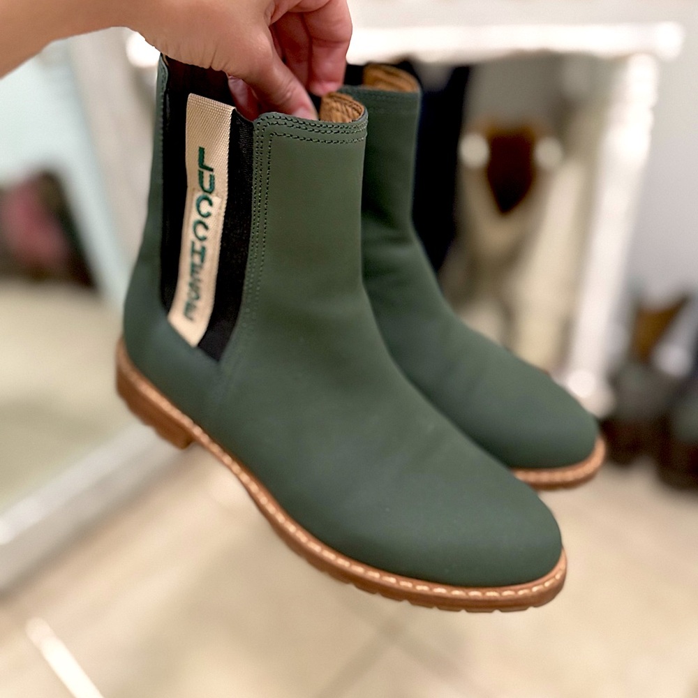 Lucchese Green Chelsea Ankle Boots with Tan Sole